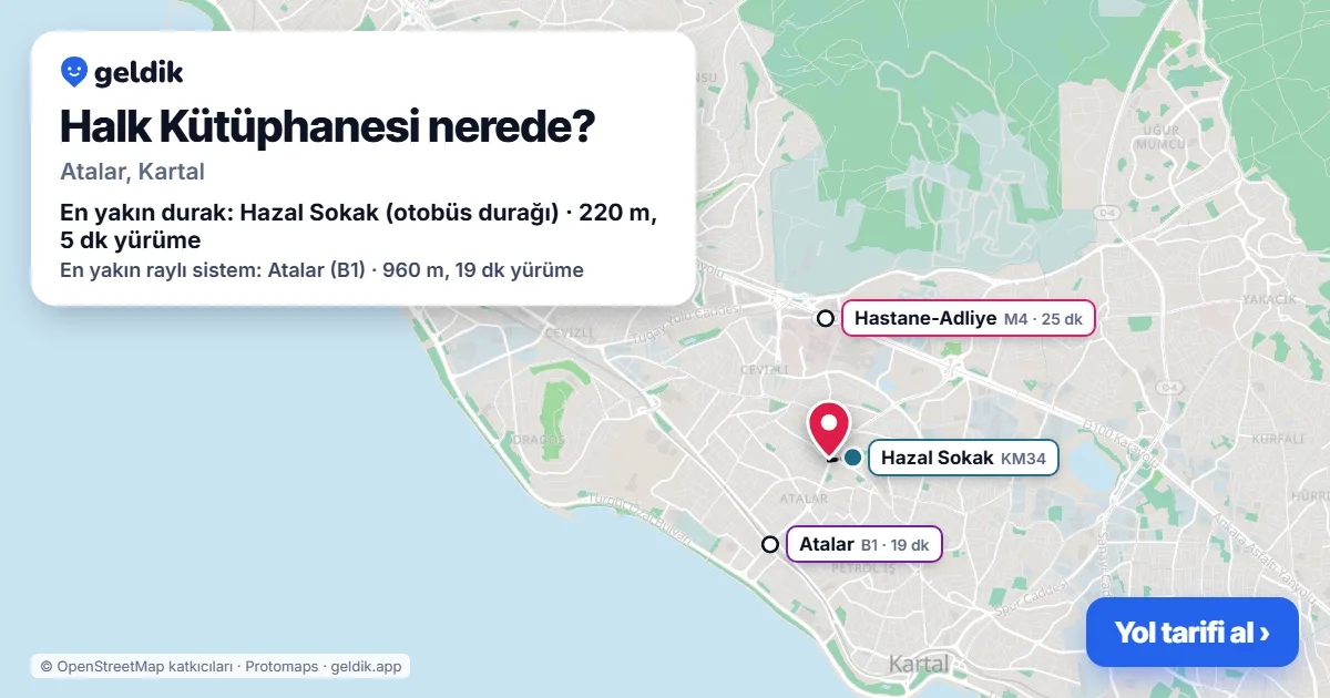 Halk Kütüphanesi nerede: haritada konumu ve en yakın duraklar, yürüme süreleriyle