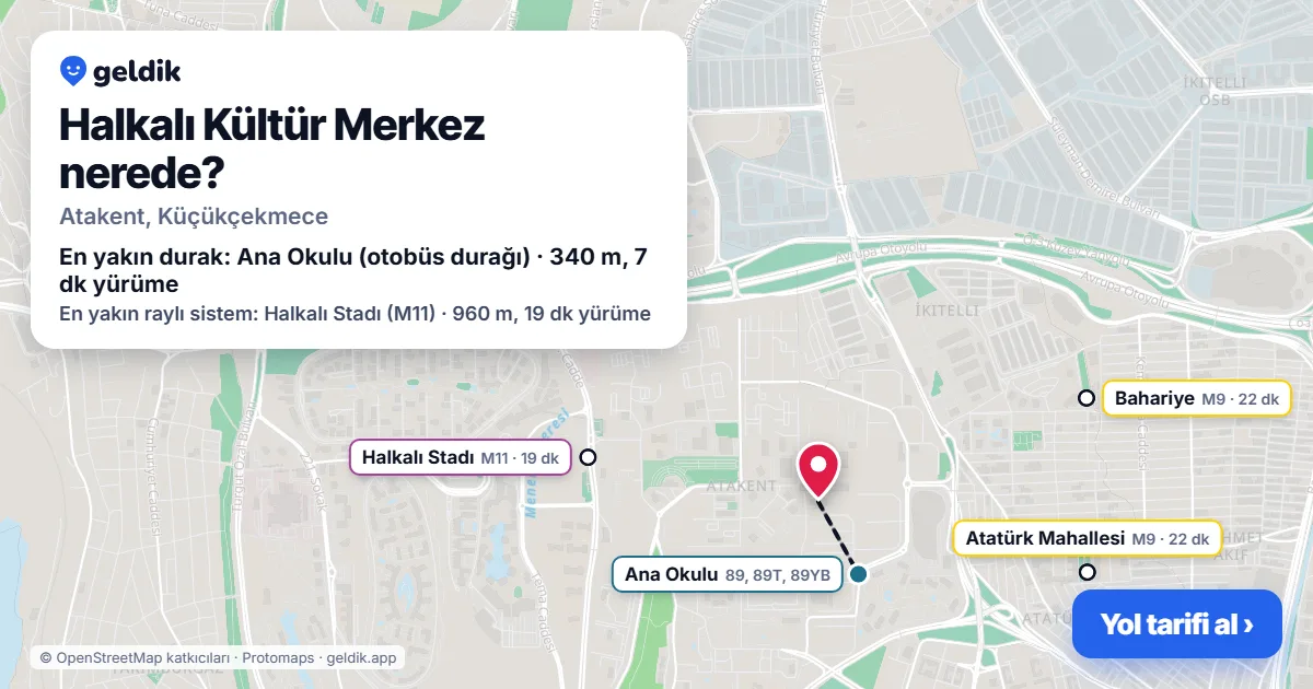 Halkalı Kültür Merkez nerede: haritada konumu ve en yakın duraklar, yürüme süreleriyle