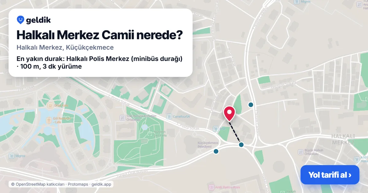 Halkalı Merkez Camii nerede: haritada konumu ve en yakın duraklar, yürüme süreleriyle