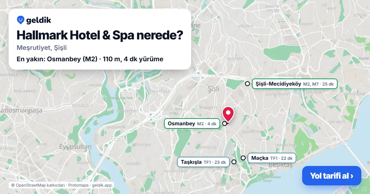 Hallmark Hotel & Spa nerede: haritada konumu ve en yakın duraklar, yürüme süreleriyle