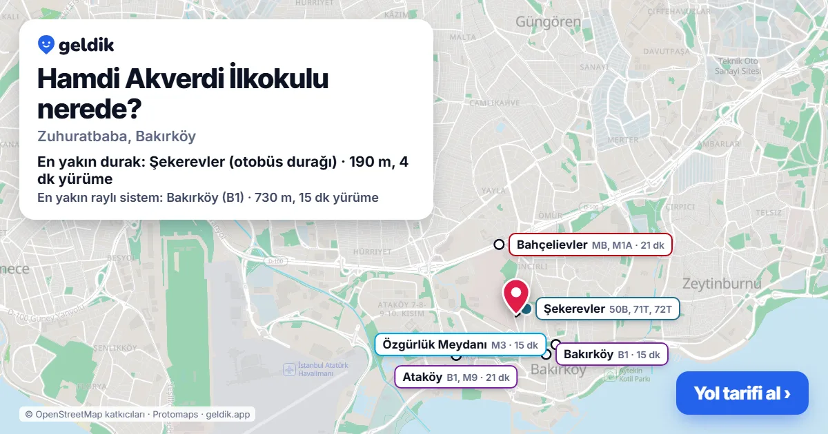 Where is Hamdi Akverdi İlkokulu: map with its location and the nearest stops, with walking times