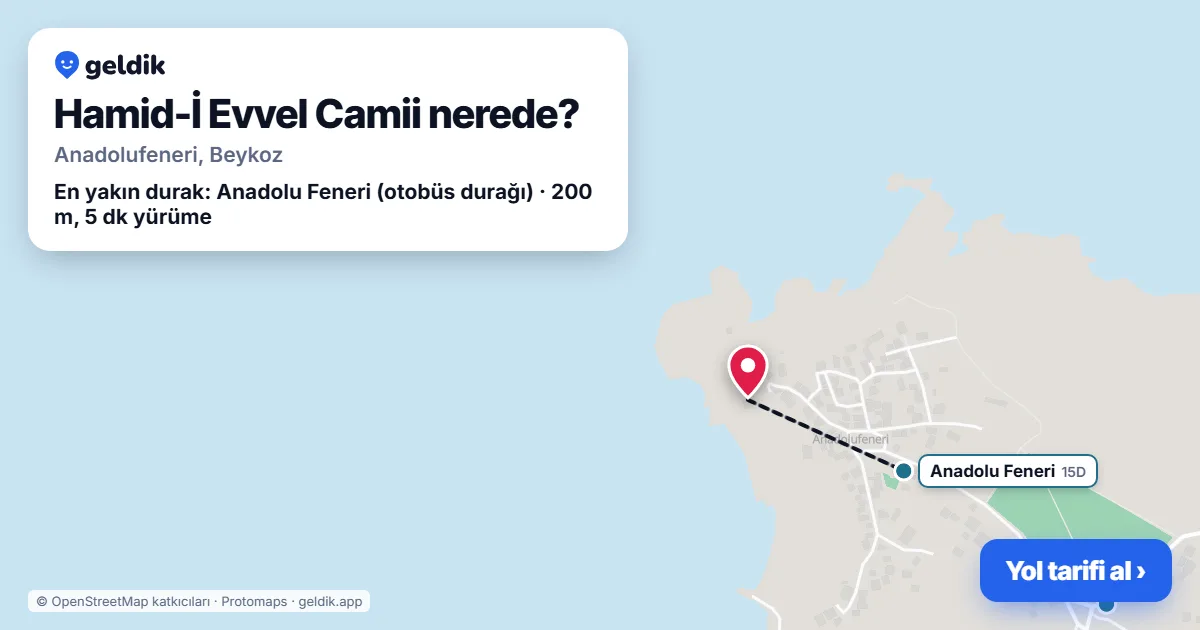 Hamid-İ Evvel Camii nerede: haritada konumu ve en yakın duraklar, yürüme süreleriyle