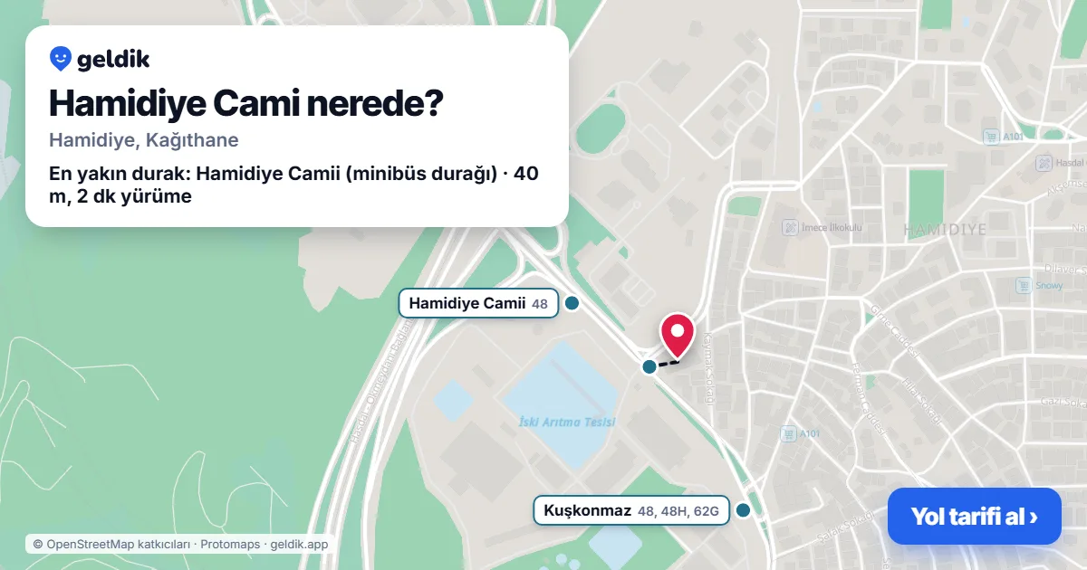 Hamidiye Cami nerede: haritada konumu ve en yakın duraklar, yürüme süreleriyle