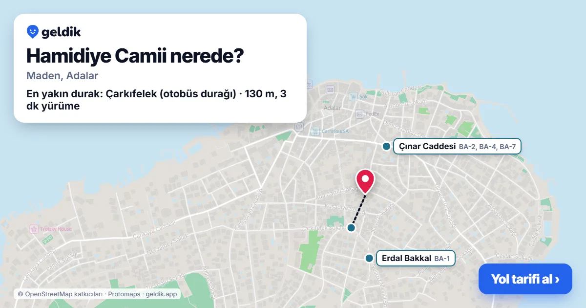 Hamidiye Camii nerede: haritada konumu ve en yakın duraklar, yürüme süreleriyle