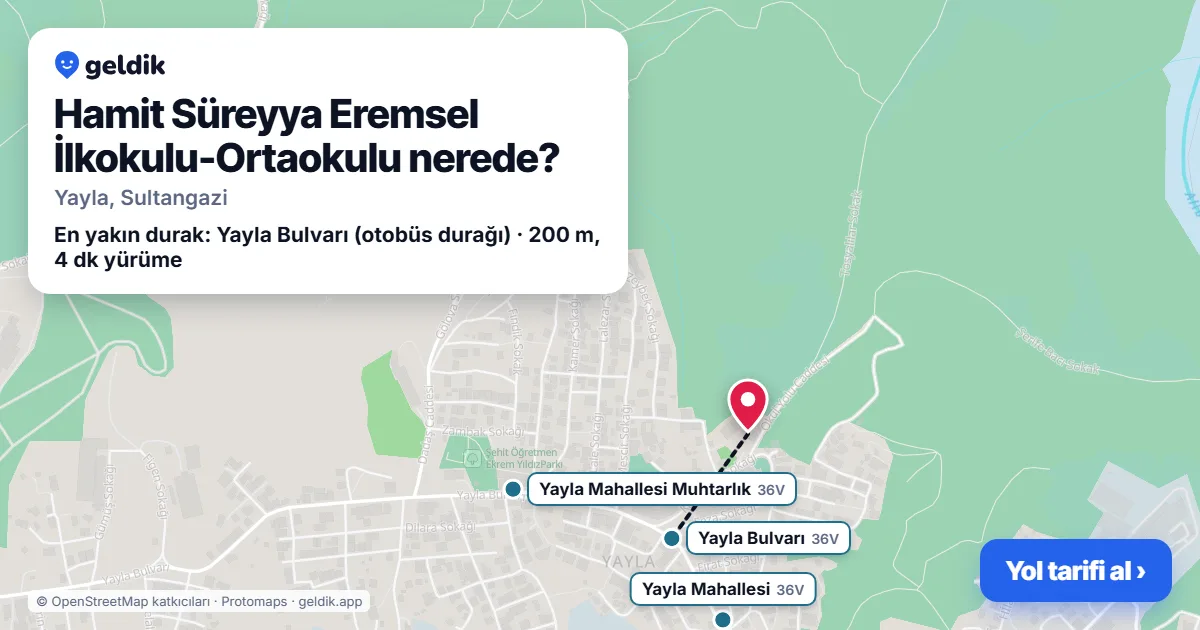 Hamit Süreyya Eremsel İlkokulu-Ortaokulu nerede: haritada konumu ve en yakın duraklar, yürüme süreleriyle