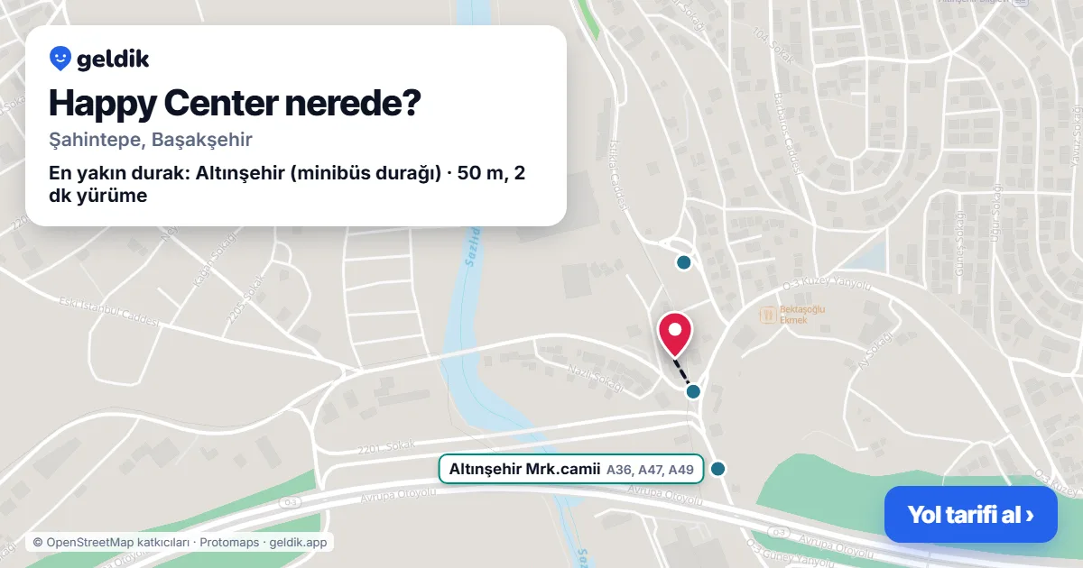Happy Center nerede: haritada konumu ve en yakın duraklar, yürüme süreleriyle