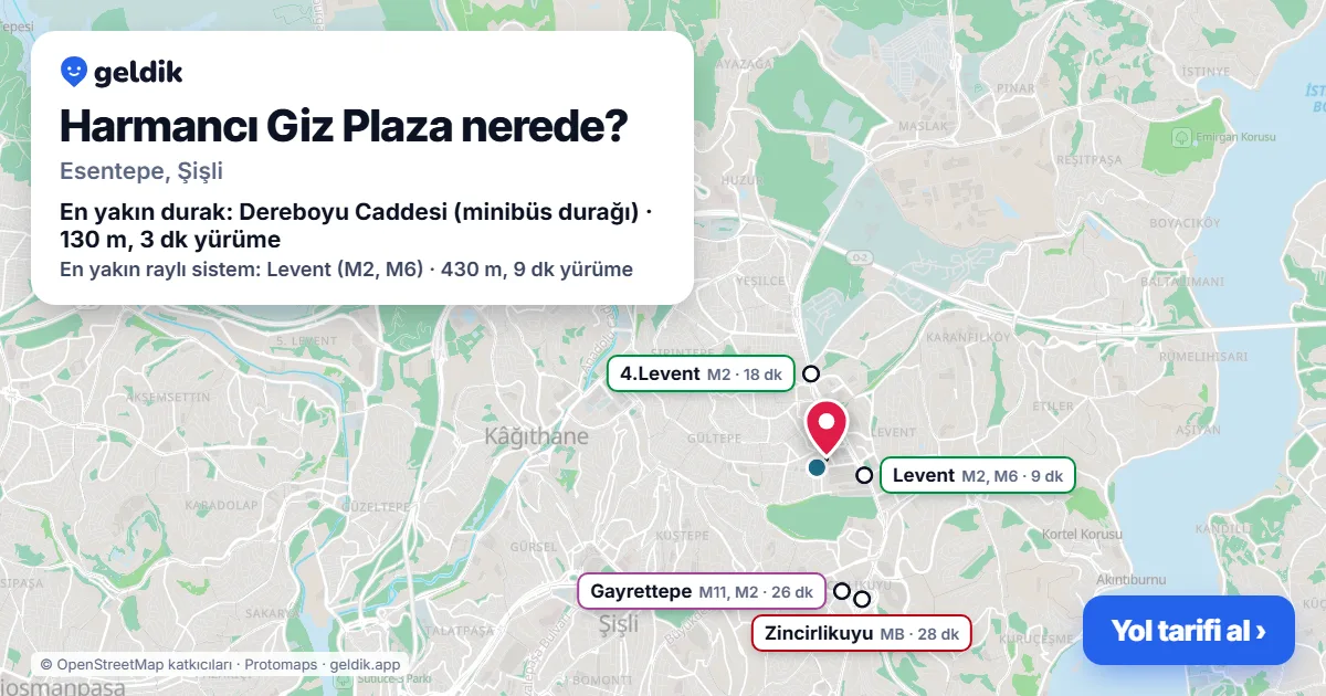 Where is Harmancı Giz Plaza: map with its location and the nearest stops, with walking times