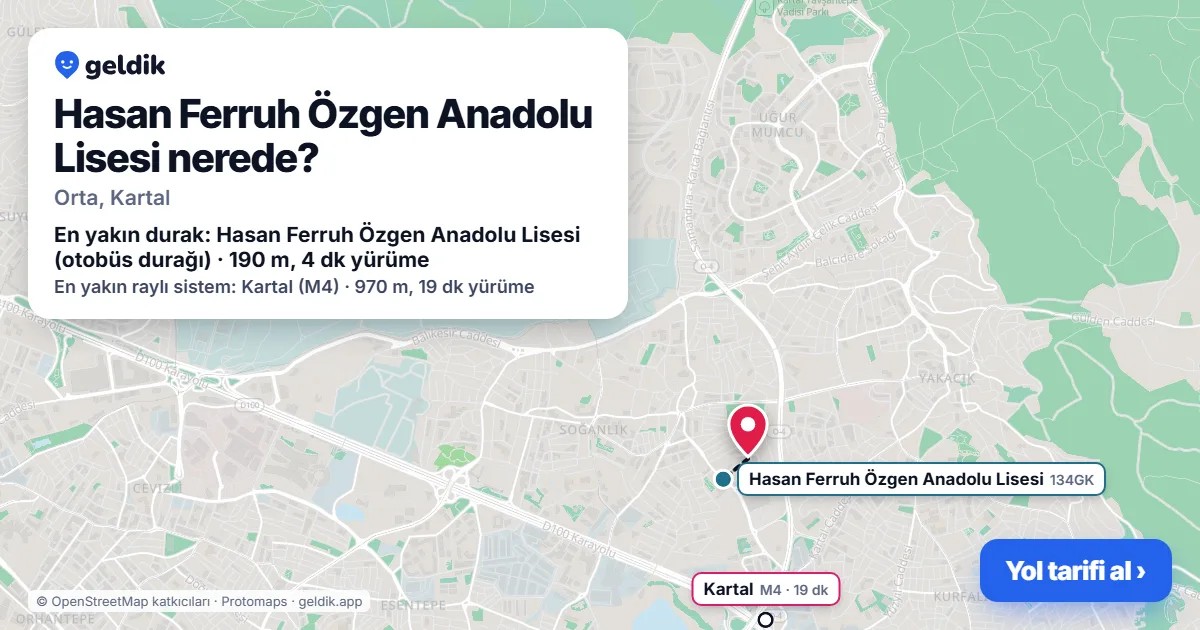 Where is Hasan Ferruh Özgen Anadolu Lisesi: map with its location and the nearest stops, with walking times