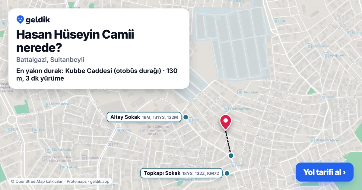 Hasan Hüseyin Camii nerede: haritada konumu ve en yakın duraklar, yürüme süreleriyle
