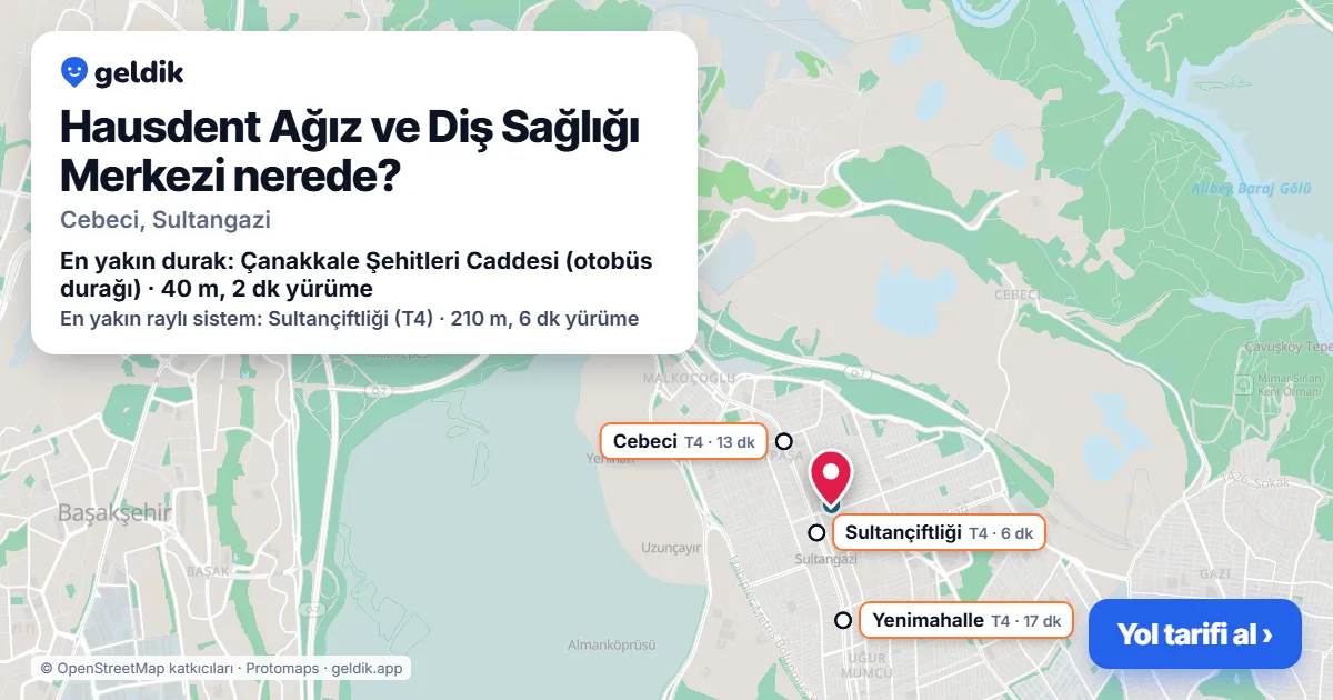Hausdent Ağız ve Diş Sağlığı Merkezi nerede: haritada konumu ve en yakın duraklar, yürüme süreleriyle