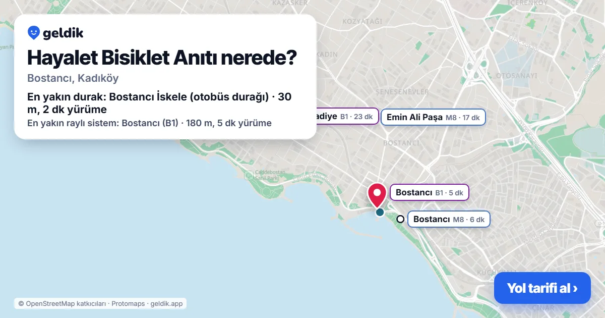 Hayalet Bisiklet Anıtı nerede: haritada konumu ve en yakın duraklar, yürüme süreleriyle