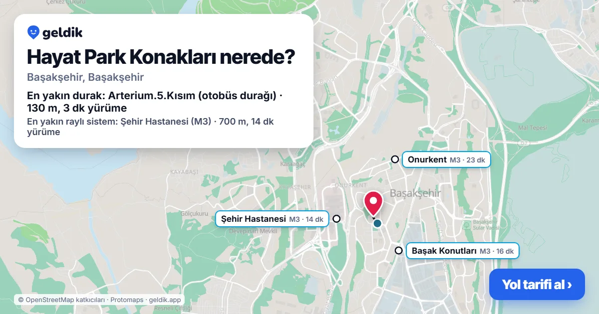 Where is Hayat Park Konakları: map with its location and the nearest stops, with walking times
