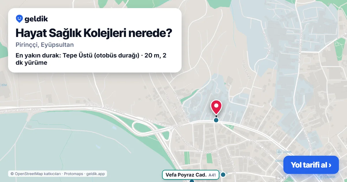 Hayat Sağlık Kolejleri nerede: haritada konumu ve en yakın duraklar, yürüme süreleriyle