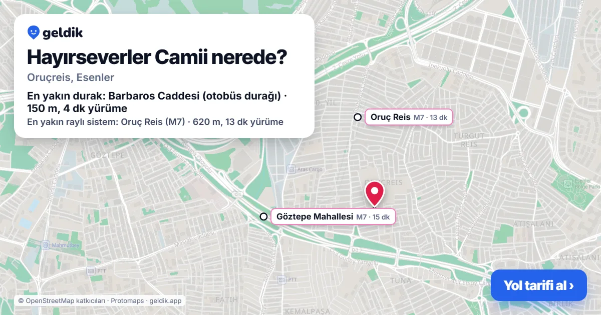 Hayırseverler Camii nerede: haritada konumu ve en yakın duraklar, yürüme süreleriyle