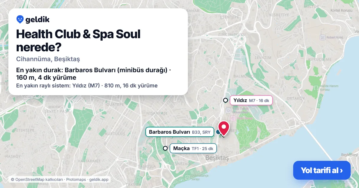 Health Club & Spa Soul nerede: haritada konumu ve en yakın duraklar, yürüme süreleriyle