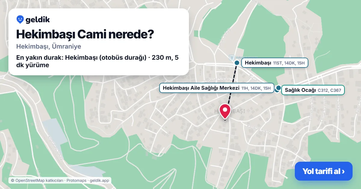Hekimbaşı Cami nerede: haritada konumu ve en yakın duraklar, yürüme süreleriyle