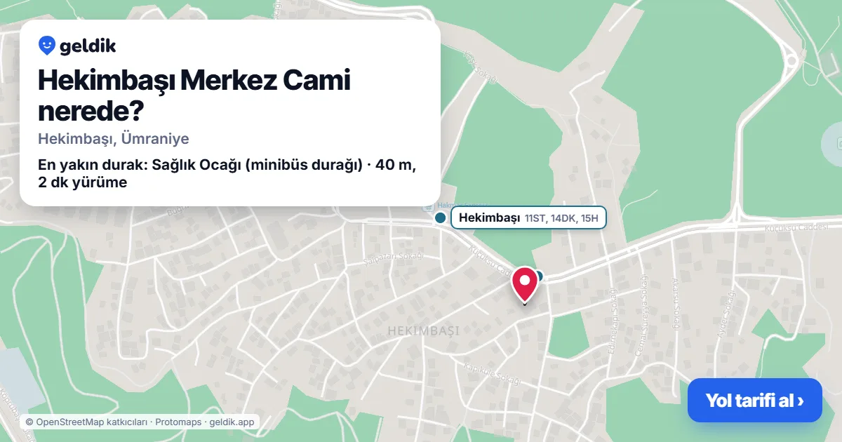 Where is Hekimbaşı Merkez Cami: map with its location and the nearest stops, with walking times