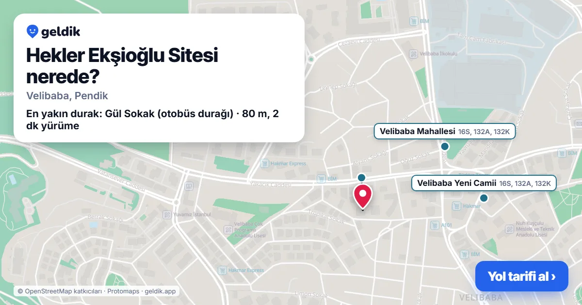Where is Hekler Ekşioğlu Sitesi: map with its location and the nearest stops, with walking times