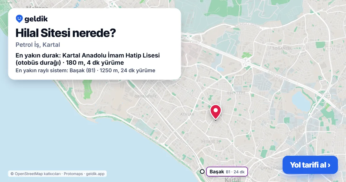 Hilal Sitesi nerede: haritada konumu ve en yakın duraklar, yürüme süreleriyle