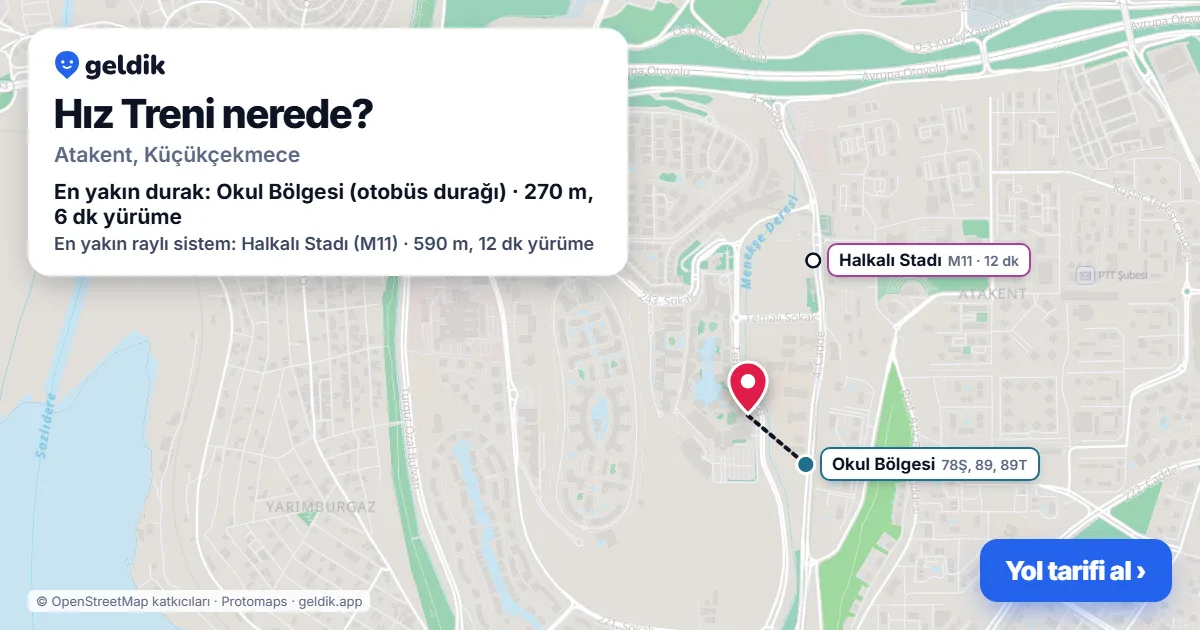 Hız Treni nerede: haritada konumu ve en yakın duraklar, yürüme süreleriyle