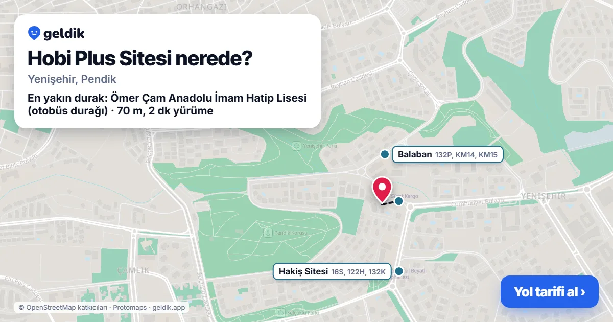 Where is Hobi Plus Sitesi: map with its location and the nearest stops, with walking times