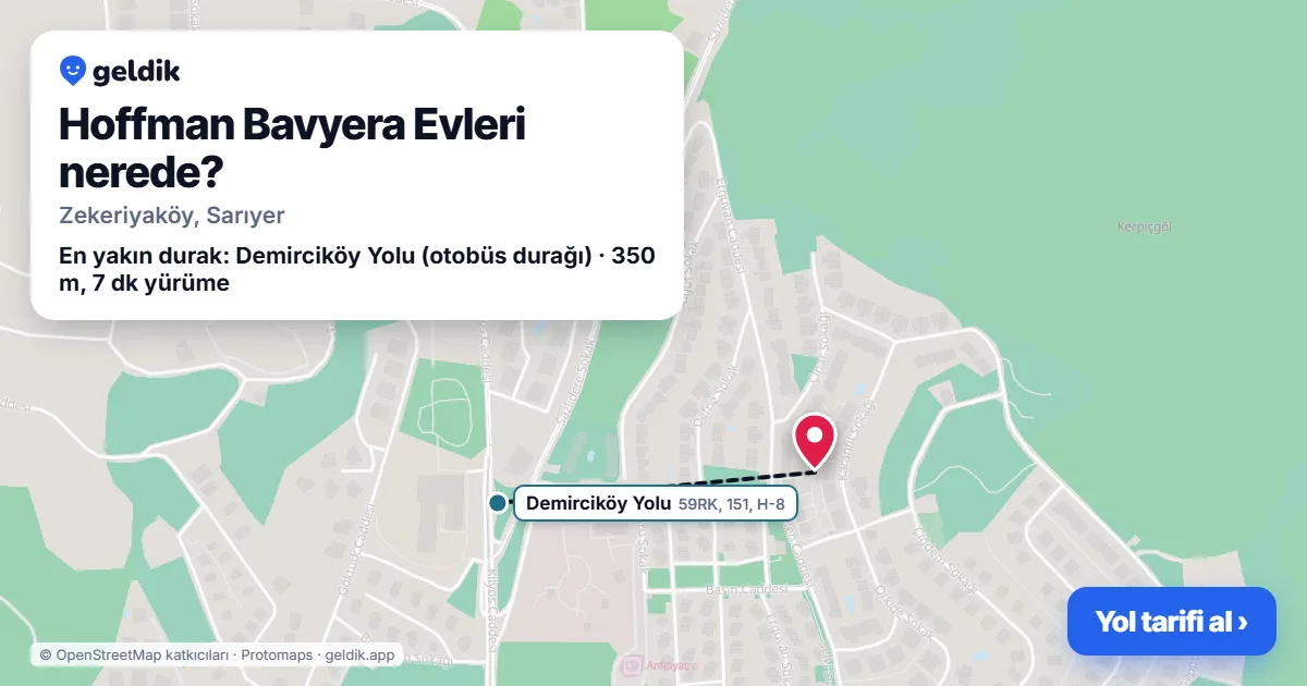 Hoffman Bavyera Evleri nerede: haritada konumu ve en yakın duraklar, yürüme süreleriyle