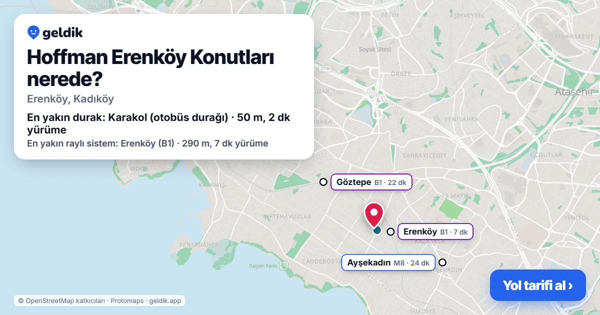 Hoffman Erenköy Konutları nerede: haritada konumu ve en yakın duraklar, yürüme süreleriyle
