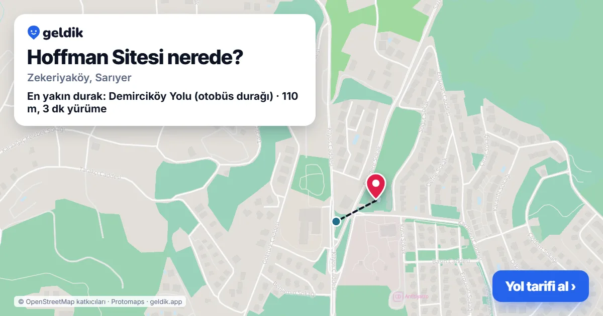 Where is Hoffman Sitesi: map with its location and the nearest stops, with walking times