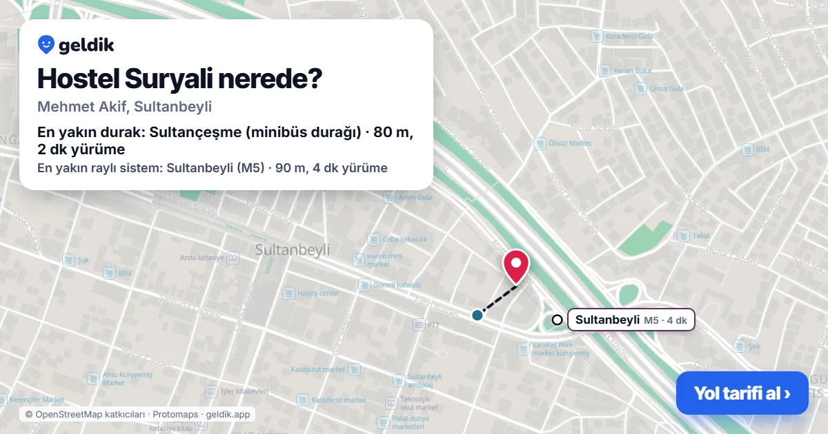 Hostel Suryali nerede: haritada konumu ve en yakın duraklar, yürüme süreleriyle