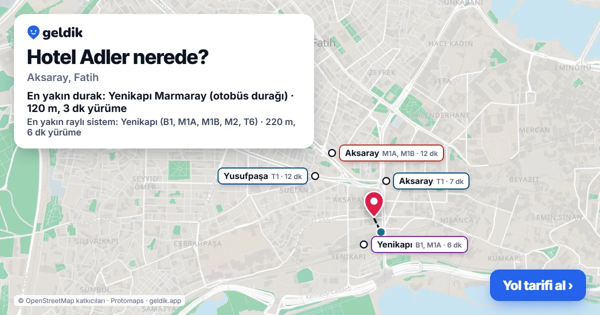 Where is Hotel Adler: map with its location and the nearest stops, with walking times