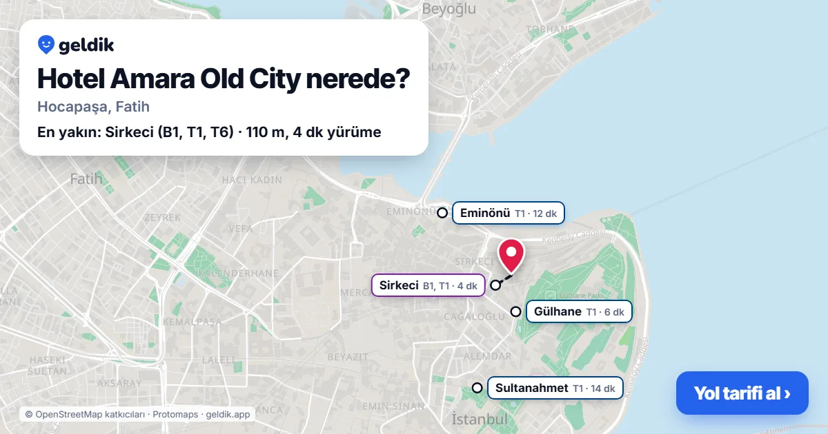 Where is Hotel Amara Old City: map with its location and the nearest stops, with walking times