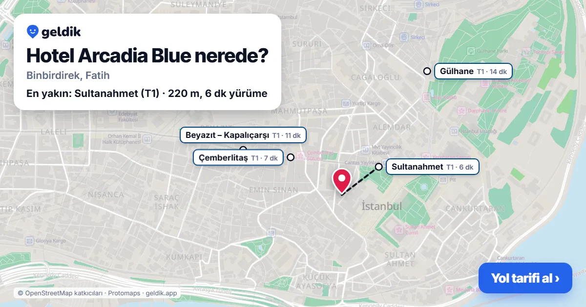 Where is Hotel Arcadia Blue: map with its location and the nearest stops, with walking times