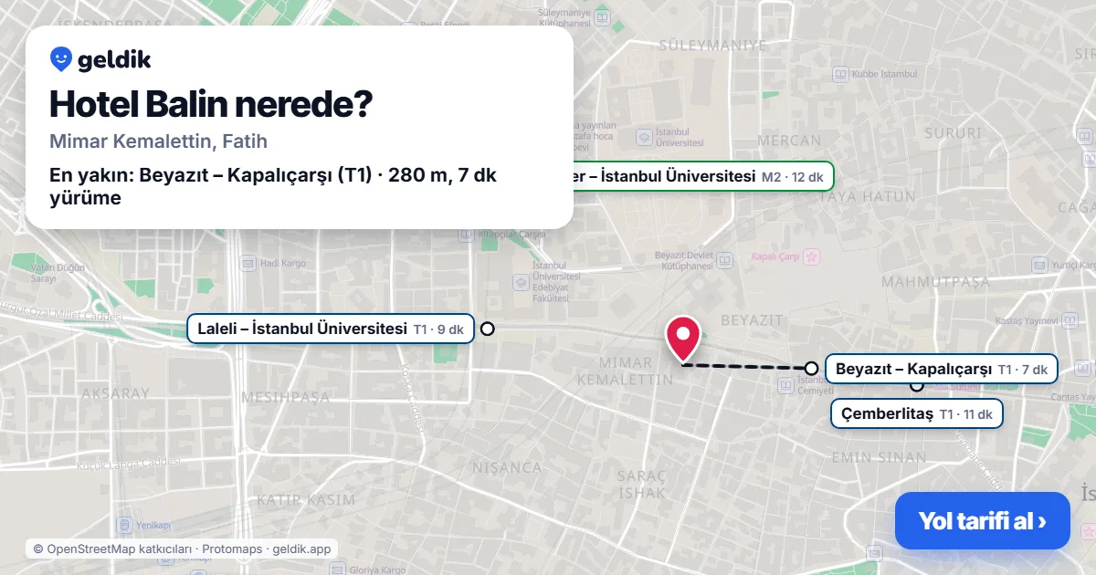 Where is Hotel Balin: map with its location and the nearest stops, with walking times