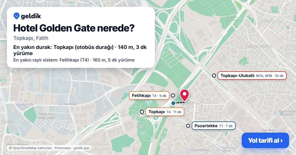 Hotel Golden Gate nerede: haritada konumu ve en yakın duraklar, yürüme süreleriyle