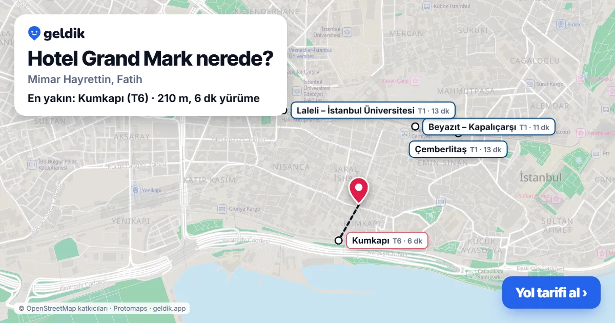 Hotel Grand Mark nerede: haritada konumu ve en yakın duraklar, yürüme süreleriyle