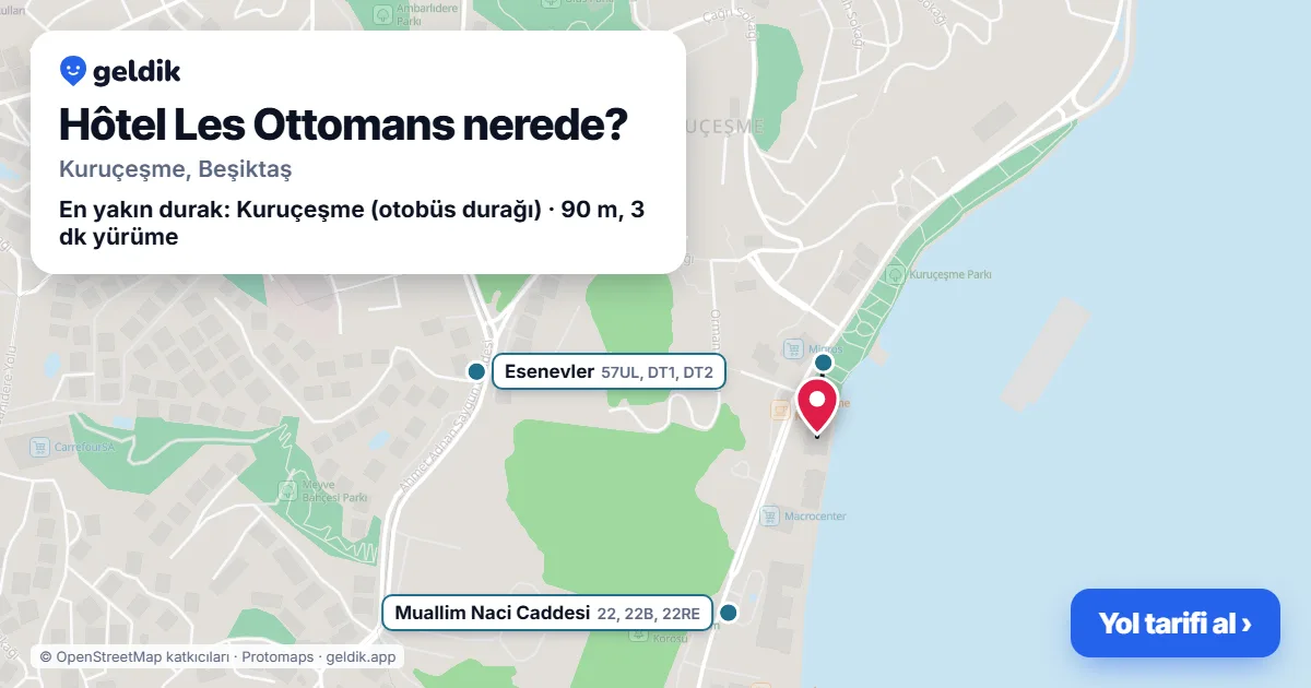 Where is Hôtel Les Ottomans: map with its location and the nearest stops, with walking times
