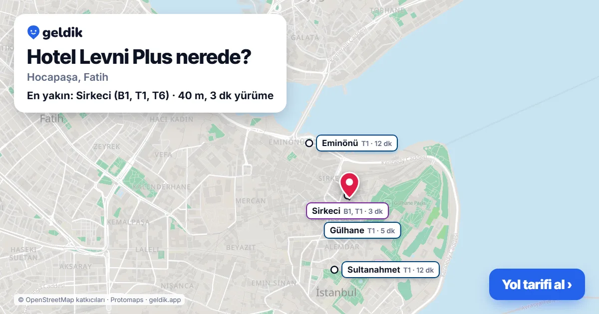 Hotel Levni Plus nerede: haritada konumu ve en yakın duraklar, yürüme süreleriyle