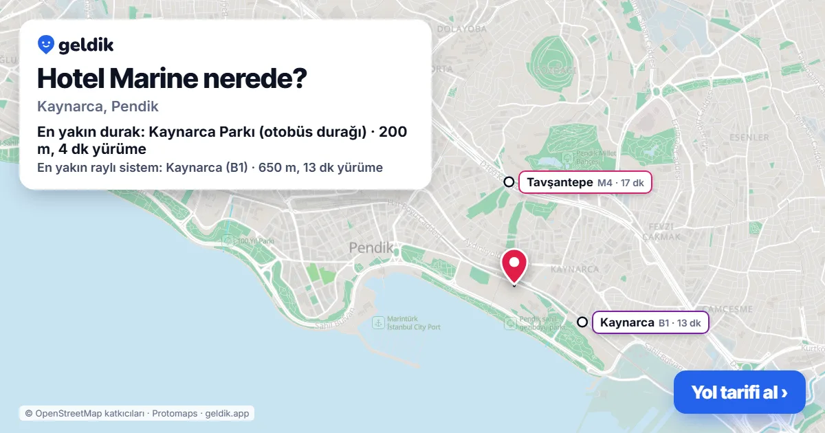 Hotel Marine nerede: haritada konumu ve en yakın duraklar, yürüme süreleriyle
