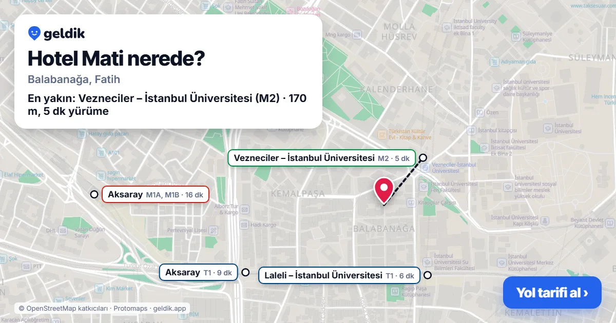 Where is Hotel Mati: map with its location and the nearest stops, with walking times