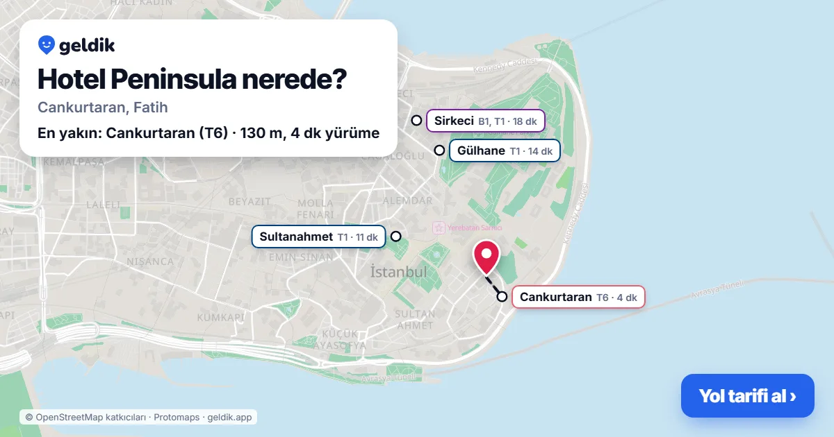 Hotel Peninsula nerede: haritada konumu ve en yakın duraklar, yürüme süreleriyle