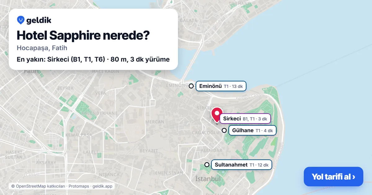 Hotel Sapphire nerede: haritada konumu ve en yakın duraklar, yürüme süreleriyle
