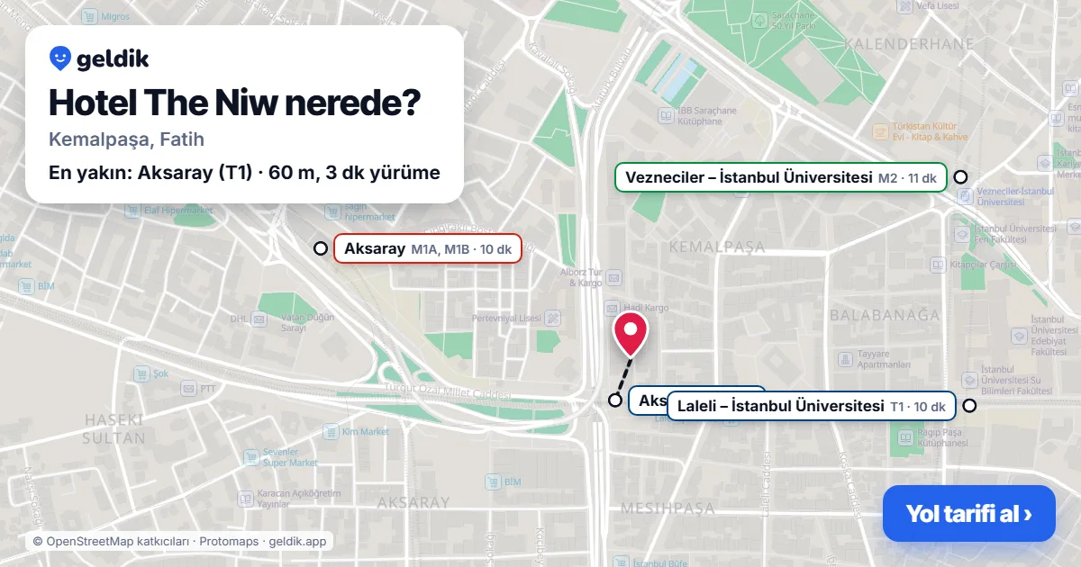 Hotel The Niw nerede: haritada konumu ve en yakın duraklar, yürüme süreleriyle