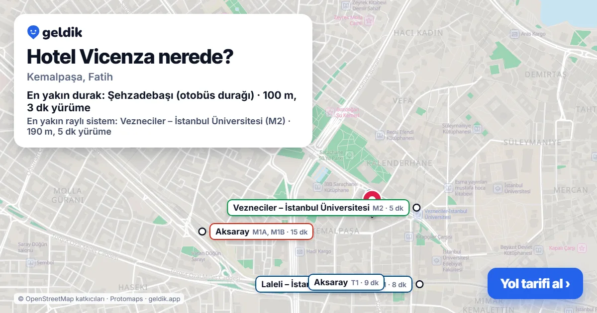Where is Hotel Vicenza: map with its location and the nearest stops, with walking times