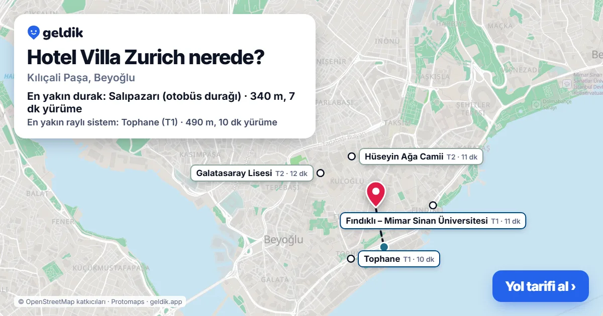 Hotel Villa Zurich nerede: haritada konumu ve en yakın duraklar, yürüme süreleriyle