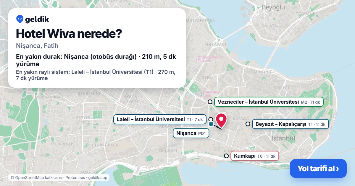 Where is Hotel Wiva: map with its location and the nearest stops, with walking times