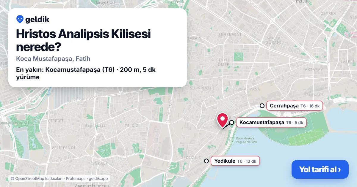 Hristos Analipsis Kilisesi nerede: haritada konumu ve en yakın duraklar, yürüme süreleriyle