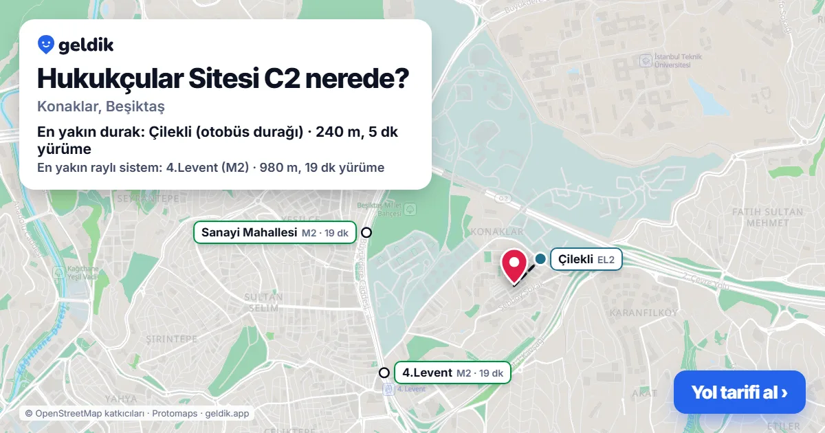 Where is Hukukçular Sitesi C2: map with its location and the nearest stops, with walking times