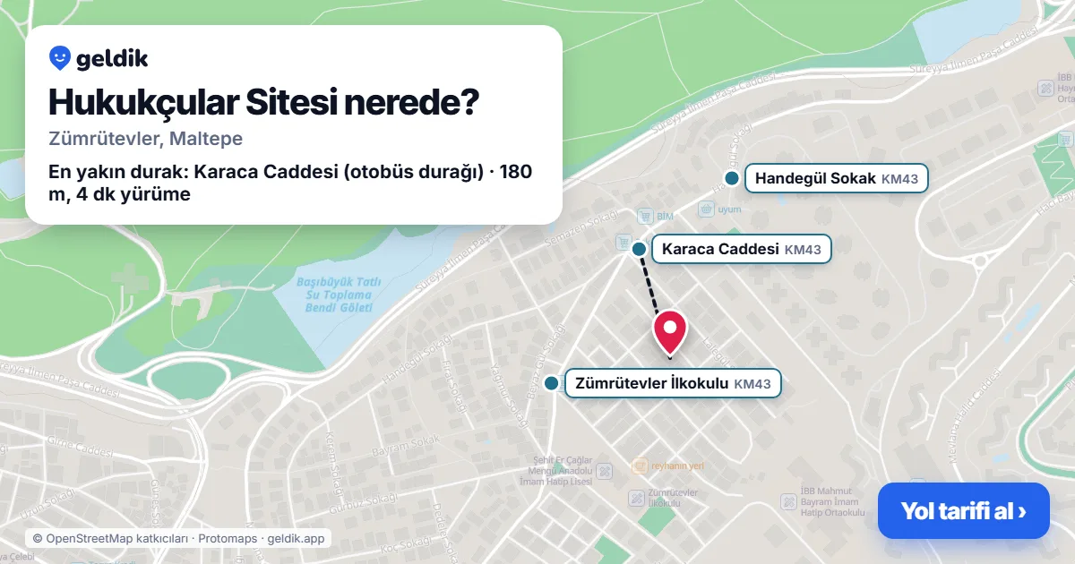 Hukukçular Sitesi nerede: haritada konumu ve en yakın duraklar, yürüme süreleriyle