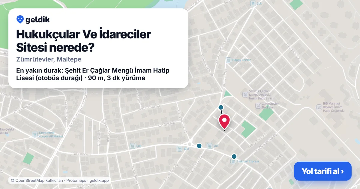 Hukukçular Ve İdareciler Sitesi nerede: haritada konumu ve en yakın duraklar, yürüme süreleriyle