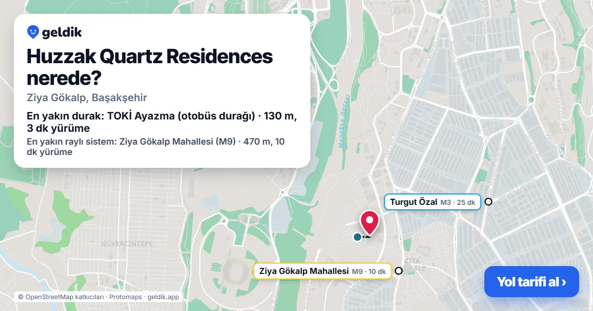 Where is Huzzak Quartz Residences: map with its location and the nearest stops, with walking times